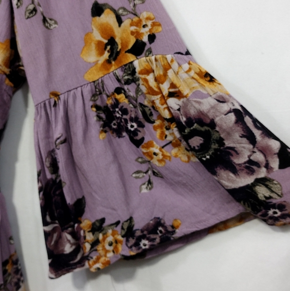 NWT Blu Pepper Floral Romper Women's L Purple Boho Retro Cottagecore Peasant - Picture 4 of 10
